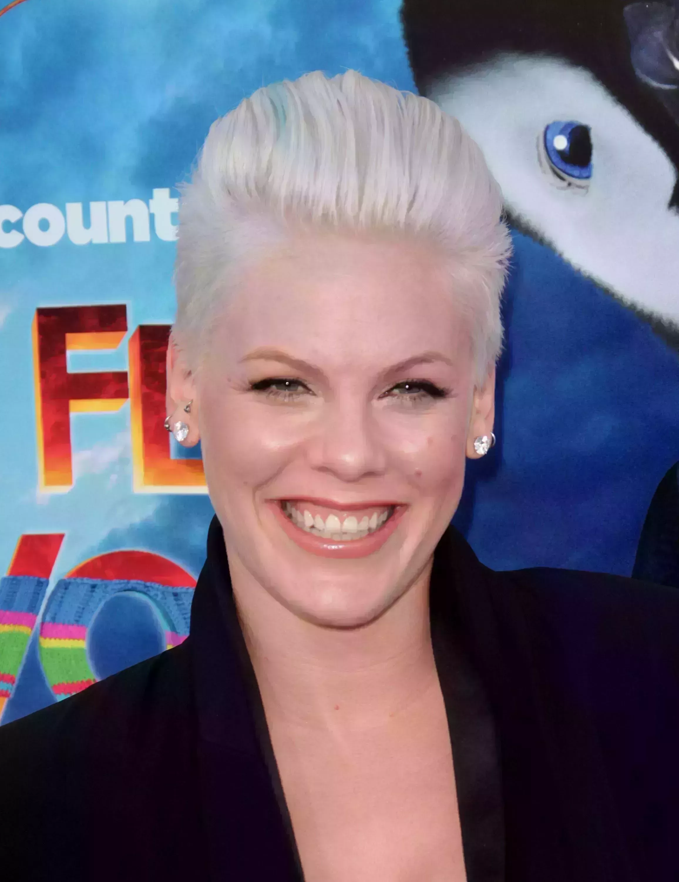 Pink’s Silver Hair with Blue Highlights