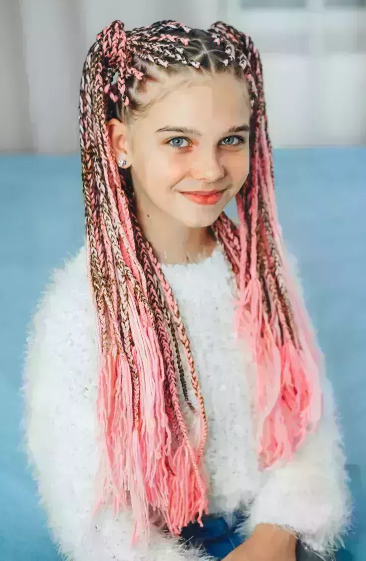 Girl in Yarn Braids