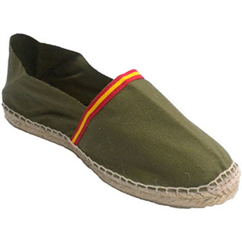 Hemp sandals herringbone fabric and rubber sole below Made in Spain in kaki model 600