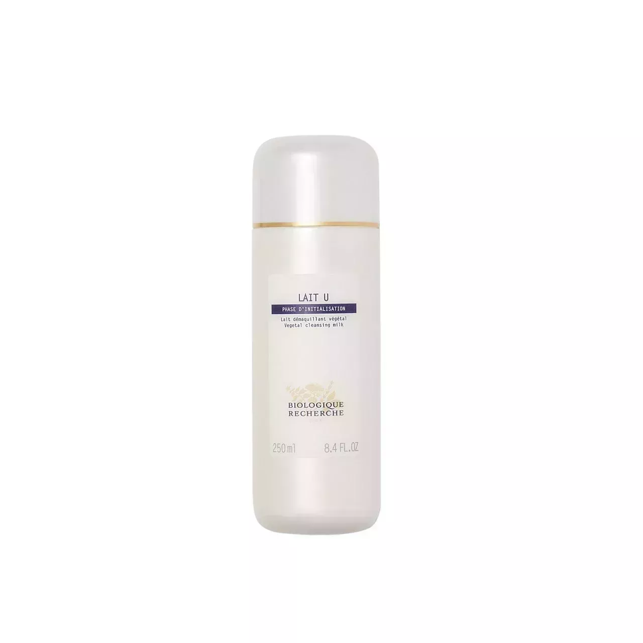 biologique recherche lait u cleansing milk on white background