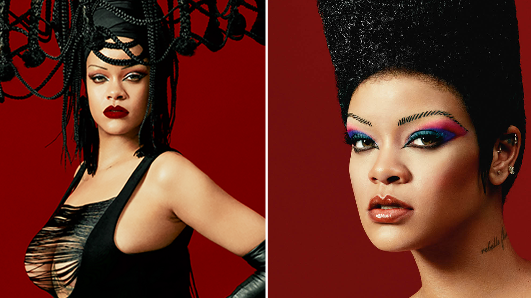 Rihanna lleva un paraguas literal de pelo en la revista Dazed