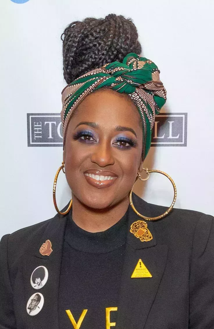 Rapsody’s Updo with Headscarf