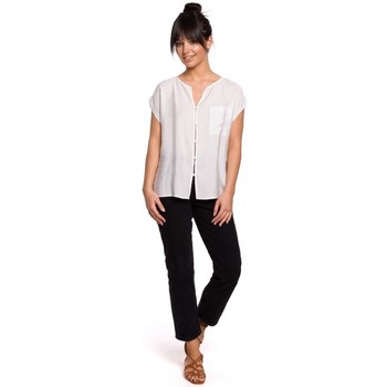Be Blusa B150 Blusa de manga corta abotonada - blanca