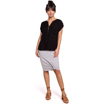 Be Blusa B150 Blusa de manga corta abotonada - negra