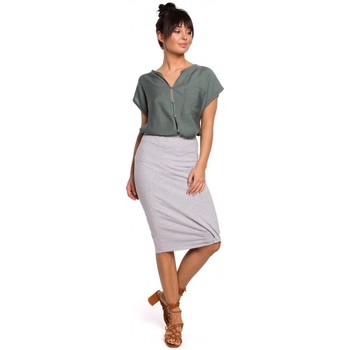 Be Falda B142 Falda lápiz hasta la rodilla con nudo - gris