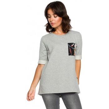 Be Mono B095 Blusa con detalles de estampado floral - gris