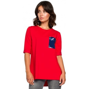 Be Mono B095 Blusa con detalles de estampado floral - rojo