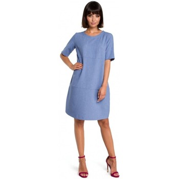 Be Vestido B082 Vestido de turno azul con brisa