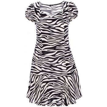 Be Vestido B157 Mini vestido estampado con mangas de copa - blanco