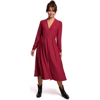 Be Vestido largo B171 Vestido ajustado y flameado - cereza