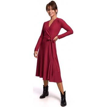 Be Vestido largo B184 Vestido de corteza con detalle de corbata - cereza