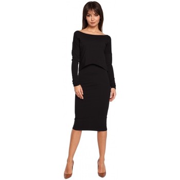 Be Vestidos B001 Vestido cami con camiseta sin hombros - negro