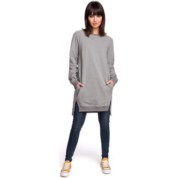 Be Vestidos B101 Túnica de gran tamaño con costados divididos - gris