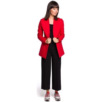 Be Vestidos B103 Blazer abierto en mezcla de algodón - rojo