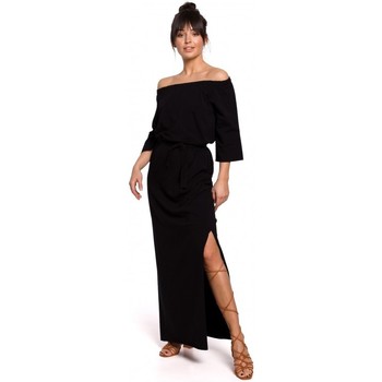 Be Vestidos B146 Vestido maxi sin hombros - negro