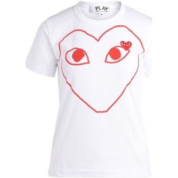 Comme Des Garcons Camiseta Camiseta de mujer blanca con corazón
