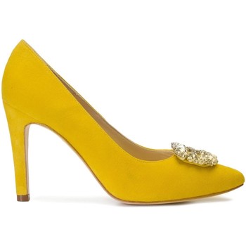 Gennia Zapatos de tacón Zapatos Tacones Alto Amarillo Piel Mujer Fiesta Adorno -MINERVA