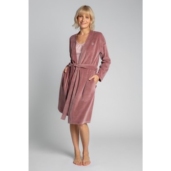 Lalupa LA009 Bata de terciopelo con cinturón de corbata - crepe rosa