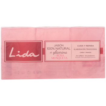 Lida Productos baño JABON 100% NATURAL GLICERINA Y ROSA MOSQUETA 3 UNIDADES