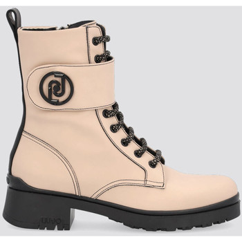 Liu Jo Botines Botas militares en rosa claro de piel engomada