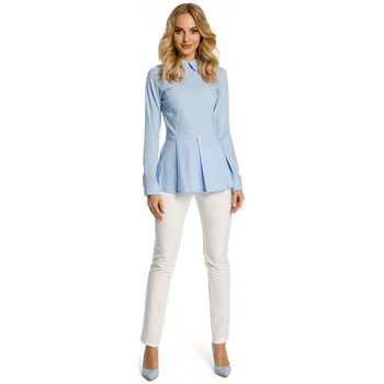 Moe Blusa M339 Blusa con cremallera en la espalda y cuello - azul claro