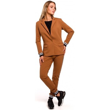 Moe Chaqueta de traje M459 Blazer con puños de canalé a rayas - caramelo