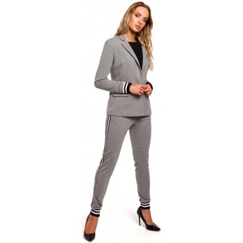 Moe Chaqueta de traje M459 Blazer con puños de rayas - gris