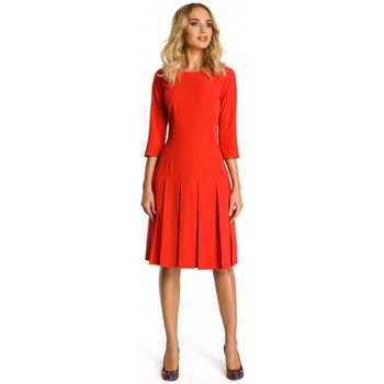Moe Vestido M336 Vestido de cintura caída con pliegues - rojo