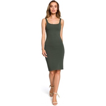 Moe Vestido M414 Vestido bodycon de tirantes gruesos - verde militar