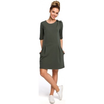 Moe Vestido M422 Vestido de cintura caída con lazo - verde militar