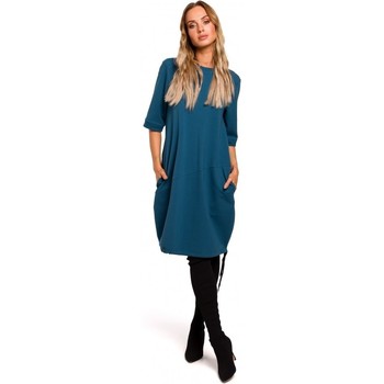 Moe Vestido M451 Vestido con dobladillo inferior atado - azul marino