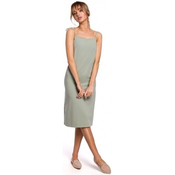 Moe Vestido M516 Vestido midi con tirantes - pistacho