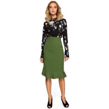 Moe Vestidos M408 Camisa con cuello de volante floral - negra