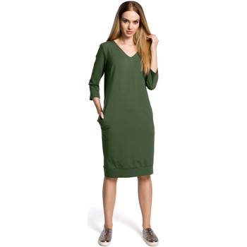 Moe Vestidos M423 Vestido blusón con espalda dividida - polvo