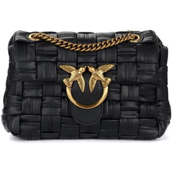 Pinko Bolso Bolso Mini Love Bag Puff Weave de piel negra