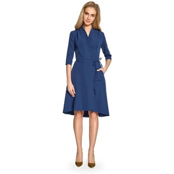 Style Vestido S099 Vestido de línea asimétrica - azul marino