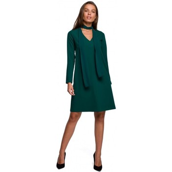 Style Vestido S233 Vestido con bufanda de gasa - verde