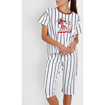 Admas Camiseta de pantalones pijama Mickey Beisbol Disney blanco