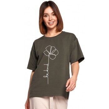 Be Blusa B187 Camiseta con estampado de flores - verde militar