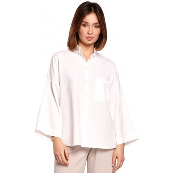 Be Camisa B191 Camisa de gran tamaño con cuello - blanco