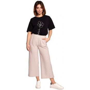 Be Pantalón fluido B188 Culottes con cintura elástica - beige