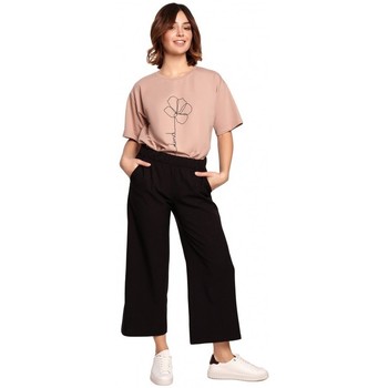 Be Pantalón fluido B188 Culottes con cintura elástica - negro