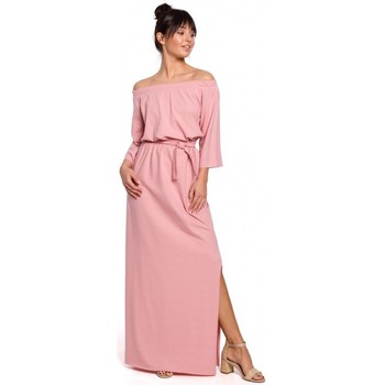 Be Vestido largo B146 Vestido maxi sin hombros - rosa