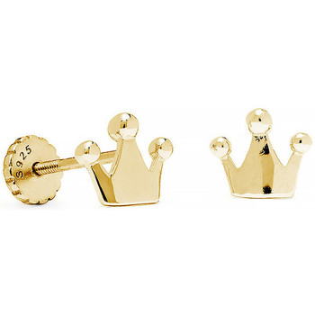 Luxenter Pendientes Kids And Baby Shika Con Baño De Oro Amarillo De 18 Quilates