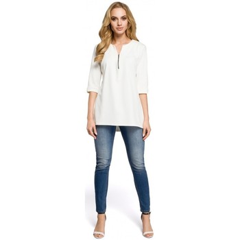 Moe Blusa M278 Blusa túnica con cuello de cremallera - rojo