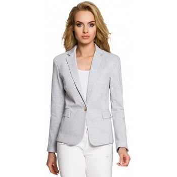 Moe Chaqueta de traje M197 Chaqueta de oficina con cuello de pico - gris claro