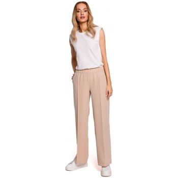 Moe Pantalón fluido M570 Pantalones de pernera arrugada - beige