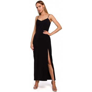 Moe Vestido largo M485 Maxi vestido de noche con abertura alta - negro
