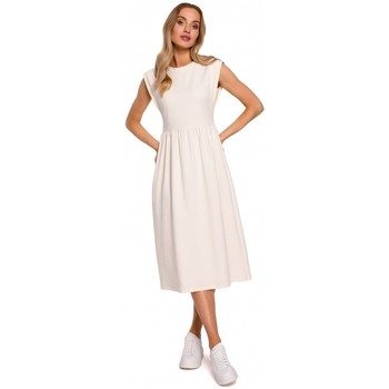 Moe Vestido largo M581 Vestido de cintura alta sin mangas - crema