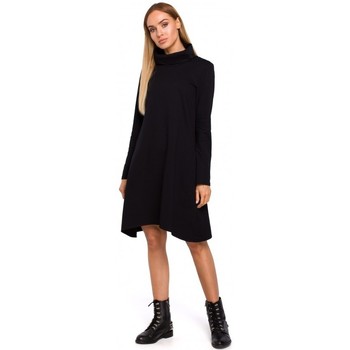 Moe Vestido M480 Vestido trapezoidal con cuello enrollado - negro